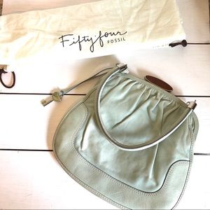 Fossil Fifty Four Mint Leather Satchel Purse